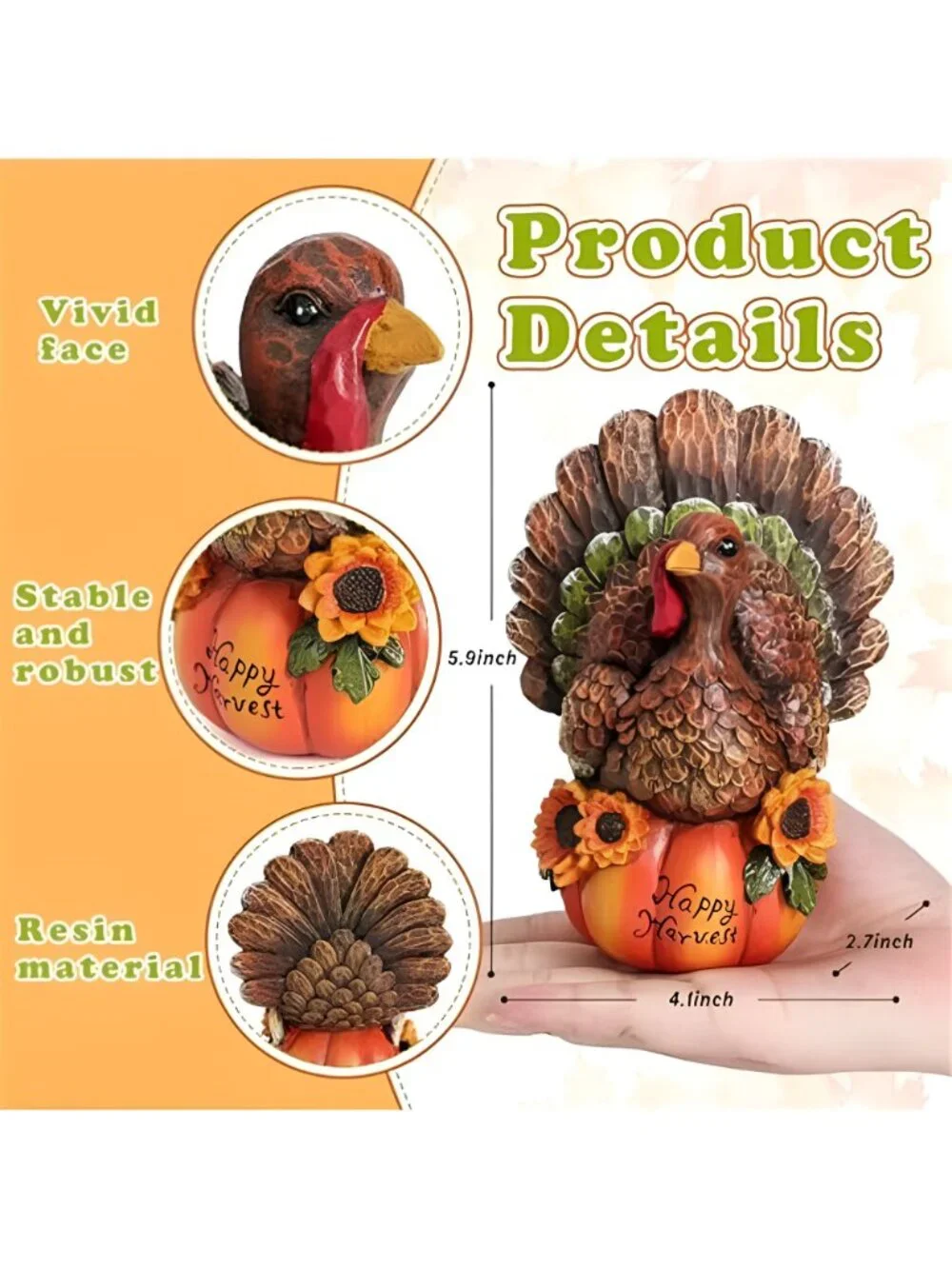 Thanksgiving Table Decor Fall Harvest Turkey Figurine for Home Decro